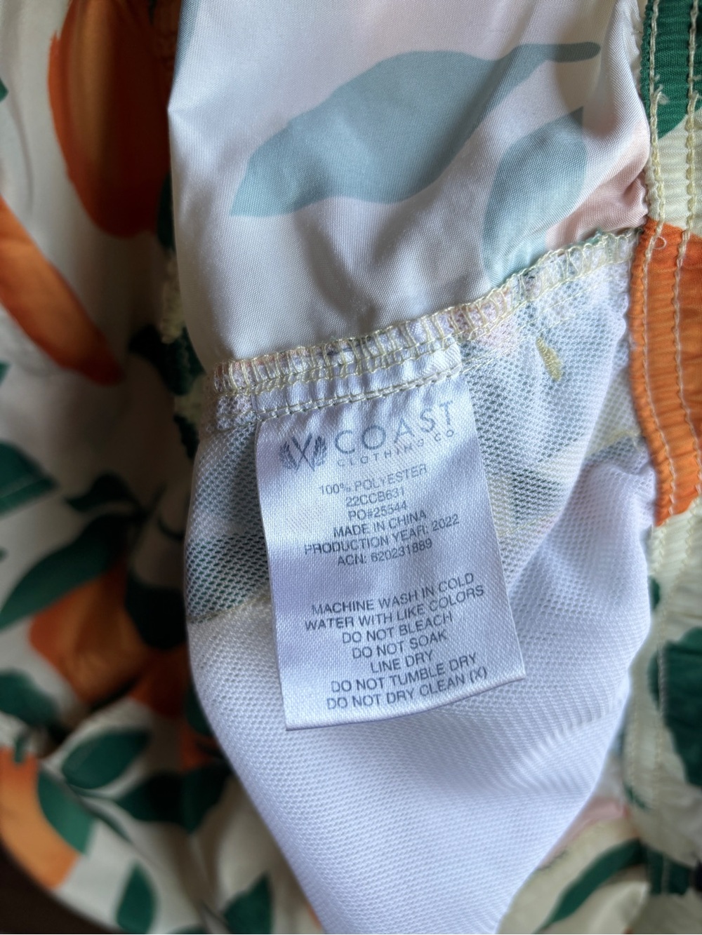 Orange Fruit Print Men’s XL 6” Bathing Suit Swim Trunks Beach Shorts Resortwear - Picture 4 of 16